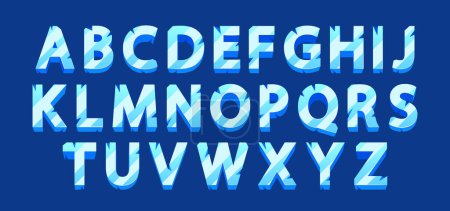 Illustration for Cartoon Ice Font Exudes An Icy, Crystalline Aesthetic, With Sharp, Frozen Edges And A Shimmering, Frosty Texture. Alphabet Frozen Letters Perfect For A Chill And Elegant Design. Vector Illustration - Royalty Free Image