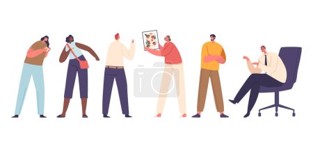 Illustration for People With Ocd, Obsessive-compulsive Disorder, Experience Persistent, Distressing Obsessions And Engage In Repetitive, Ritualistic Behaviors Or Mental Acts To Alleviate Anxiety. Vector Illustration - Royalty Free Image