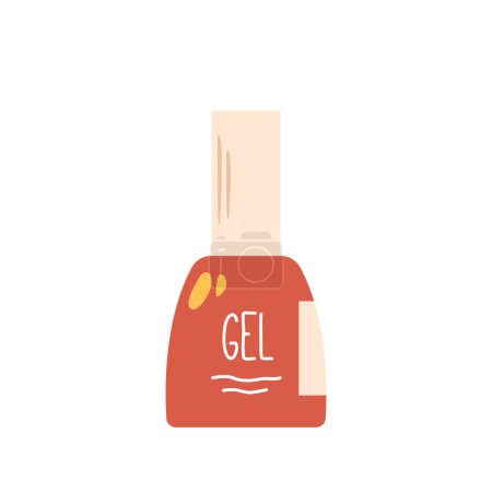 Illustration for Sleek Red Nail Gel Bottle, Holding Vibrant, Long-lasting Color For Stunning Manicures. Isolated Beauty Product Glass Flask on White Background. Cartoon Vector Illustration - Royalty Free Image
