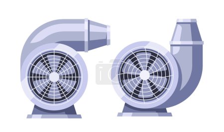 Illustration for Ventilation Fans, Devices Designed To Circulate And Refresh Air Within Enclosed Spaces. They Help Remove Pollutants, Odors, And Moisture, Ensuring Comfortable Environment. Cartoon Vector Illustration - Royalty Free Image