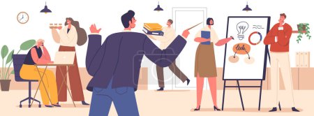 Illustration for Office Conductor Orchestrates The Work Process, Guiding Tasks With Precision. Like A Skilled Maestro, Synchronize Efforts, Ensuring Harmony And Efficiency In The Professional Symphony Of Productivity - Royalty Free Image