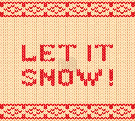 Illustration for Let It Snow Inscription In A Cozy Knit Font, Resembling A Warm Winter Sweater, Brings A Festive Charm To The Text, Evoking The Joyous Spirit Of The Holiday Season. Vector Illustration - Royalty Free Image