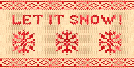 Téléchargez les illustrations : Let It Snow Knit Font Exude la chaleur avec les lettres de fil rouge et l'ornement de flocons de neige, créant une sensation confortable et festive qui rappelle l'hiver, invitant l'esprit de la saison. Illustration vectorielle - en licence libre de droit