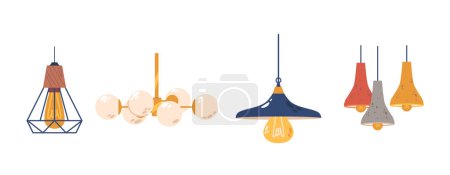 Illustration for Sleek And Contemporary, Modern Hanging Lamps Feature Clean Lines, Innovative Designs, And Premium Materials, Casting Stylish Illumination To Enhance Any Living Space With A Sophisticated Aesthetic - Royalty Free Image