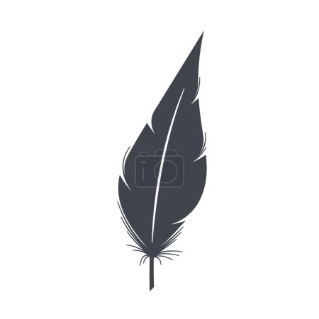 Illustration for Black Feather Silhouette, Graceful And Intricate Shadow Capturing The Elegance Of A Plume. Striking Monochrome Nib, Perfect For Artistic Designs And Nature-themed Creations. Vector Illustration - Royalty Free Image