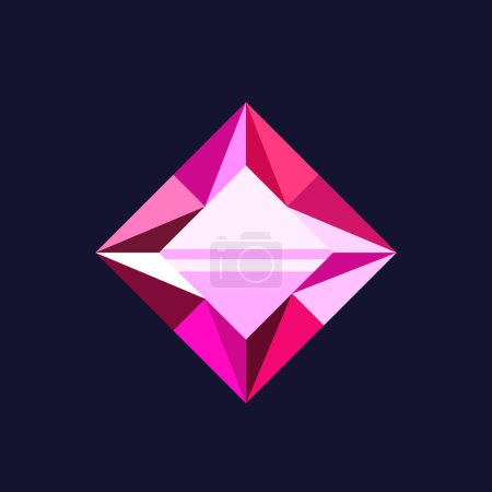 Ilustración de Dibujos animados rosa rombo en forma de gema Crystal Game Asset. Joya vibrante y facetada con tonos deslumbrantes, agregando mística y creando entornos encantadores o elementos mágicos. Ilustración vectorial - Imagen libre de derechos