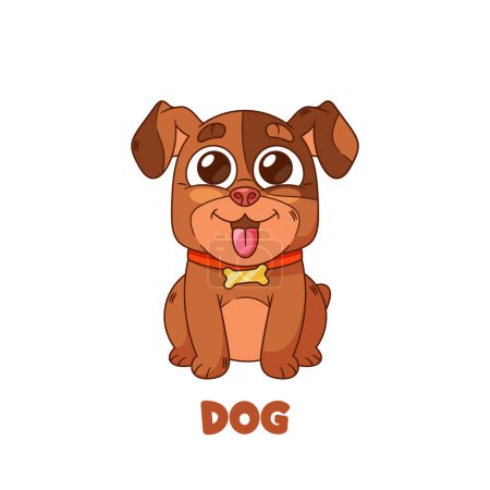 Illustration for Cute Cartoon Puppy Pet, Lovable, Animated Dog Companion With Endearing Eyes, Playful Demeanor, And A Friendly Wagging Tail, Adorable Animal Isolated On White Background. Vector Illustration - Royalty Free Image