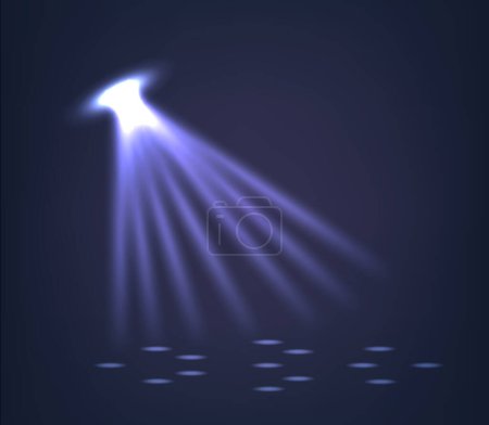 Illustration for Spotlights Beams Illuminate Areas Or Objects, Directing Focused Light To Highlight And Accentuate Features, Enhancing Visibility And Creating Dramatic Visual Effects In Stage And Architectural Display - Royalty Free Image