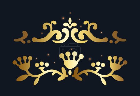 Illustration for Elegant Gold Decorative Elements, Isolated Vector In Borders Or Dividers, Exude Opulence And Sophistication, Adding A Touch Of Timeless Luxury To Any Design, Document, Card Or Presentation - Royalty Free Image