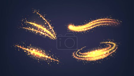Ilustración de Brillantes ondas de luz en el conjunto de vectores de elementos gráficos, incorporan elegancia luminosa, tejen brillo dinámico con fluidez, brillan en una danza fascinante de resplandor, infunden energía vibrante brillante - Imagen libre de derechos
