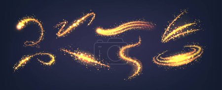 Illustration for Sparkling Waves Vector Graphic Design Elements Feature Vibrant Orange Colors, Dynamic Lines, And Shimmering Effects, Creating A Dynamic And Energetic Visual Representation Of Fluid, Sparkling Motion - Royalty Free Image