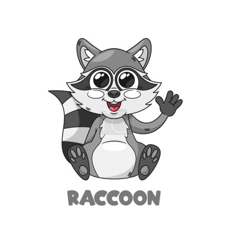 Illustration for Lovable Cartoon Raccoon Forest Animal Character With Big, Expressive Eyes, Mischievous Grin, And A Fluffy Striped Tail. Adorable Fauna Personage Exudes Charm and Inviting Smile. Vector Illustration - Royalty Free Image