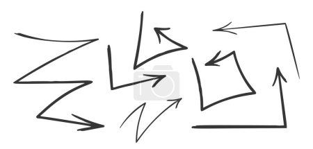 Ilustración de Doodle Arrows Design Set Características Elementos dibujados a mano, con ángulos y formas en zig-zag, añadiendo un toque lúdico a la comunicación visual. Las flechas versátiles y creativas mejoran las presentaciones y gráficos - Imagen libre de derechos