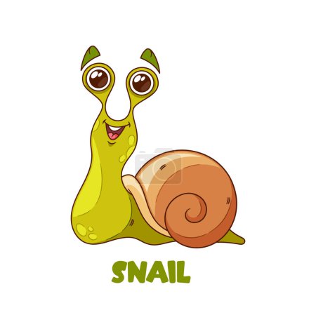 Illustration for Cartoon Snail Character. Vibrant With Large, Colorful Shell, Expressive, Big Eyes, A Cute, Smiling Face, And A Small, Playful Antenna. Friendly And Adventurous Personage, Isolated Vector Illustration - Royalty Free Image