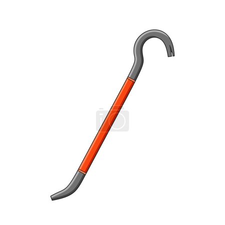 Illustration for Crowbar Isolated Vector Versatile Hand Tool With A Flat, Metal Shaft And A Curved, Forked End, Used For Prying, Lifting, Or Removing Materials, Commonly In Construction, Carpentry Or Demolition Work - Royalty Free Image