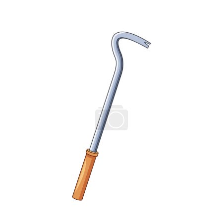 Illustration for Crowbar Versatile Hand Tool With A Flat, Prying End For Leveraging And A Curved End For Pulling. Isolated Vector Nail Puller Used In Construction, Carpentry, Demolition, Burglary or Manual Labor Tasks - Royalty Free Image