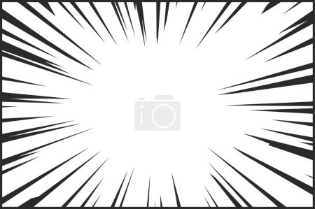 Illustration for Comic Speed Lines, Abstract Comics Book Flash Explosion, Radial Lines On White Background. Vector Superhero Design. Bold Black Light Strip Burst. Flash Ray Blast Glow. Manga and Anime Empty Frame - Royalty Free Image