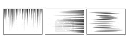 Illustration for Comic Speed Lines Used In Manga, Anime And Cartoons To Depict Action, Motion Or Burst Of Speed. Dynamic Vector Monochrome Backgrounds with Horizontal, Vertical Linear Patterns Creating Dramatic Effect - Royalty Free Image