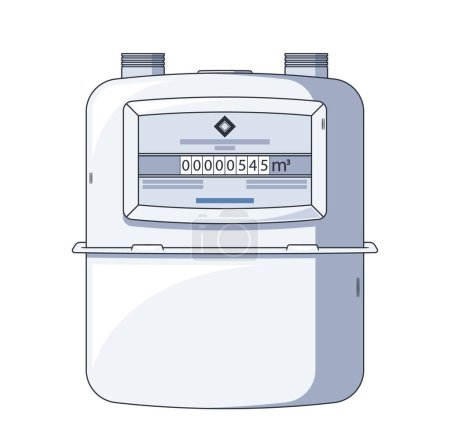 Illustration for Communal Service Gas Meter Measures Gas Consumption For Multiple Households Or Units In A Shared Space, Promoting Efficiency And Fair Distribution Of Gas Usage. Cartoon Vector Illustration - Royalty Free Image