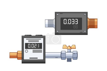 Illustration for Communal Service Heat Meters Measure Shared Heating Consumption In A Multi-unit Property, Promoting Fair Distribution Of Costs Based On Individual Usage. Cartoon Vector Illustration - Royalty Free Image