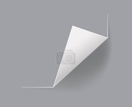 Illustration for White Bent Paper Page Corner, Isolated 3d Vector Blank Note Design. Document, Book or Notepad Folded Edge with Realistic Shadow. Sticker, Turn Sheet Clean Template or Mockup for Presentation - Royalty Free Image