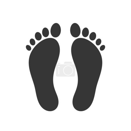 Illustration for Vector Silhouette Depicting Bare Footprint, Black Print Showcasing The Unique Imprint Of Human Soles Pair with Fingers. Step, Leg Footmark Monochrome Icon or Sign Isolated on White Background - Royalty Free Image