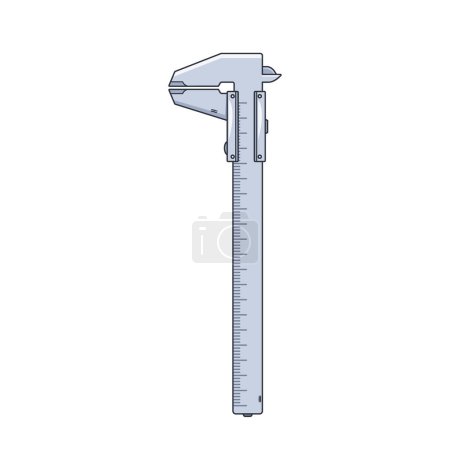 Illustration for Caliper Is A Precision Carpentry Tool Used To Measure Distances, Thickness, Or Diameters With Accuracy, For Precise And Consistent Measurements In Woodworking Projects. Cartoon Vector Illustration - Royalty Free Image
