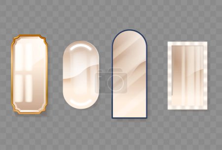 Illustration for Home Mirrors, Oval, Rectangular and Arched Shapes, Interior Elements, Serve Functional And Aesthetic Purposes, Augmenting Decor And Providing Reflective Surfaces For Personal Grooming And Decoration - Royalty Free Image