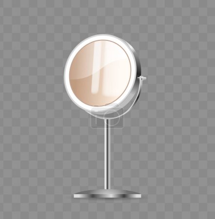 Illustration for Small, Cosmetics Table Mirror For Detailed Facial Examination, Aiding In Precise Makeup Application, Grooming And Skincare Routines. Realistic 3d Vector Illustration Isolated on Transparent Background - Royalty Free Image