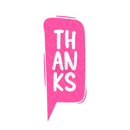 Illustration for Thanks A Humble Expression Encased In A Speech Bubble, Radiating Gratitude And Warmth, Symbolizing Appreciation. Pink Squared Balloon, Message Box for Comics or Cartoons. Vector Illustration - Royalty Free Image