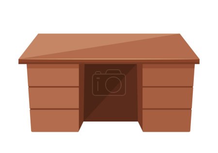 Illustration for Sturdy Wooden Working Table With A Smooth Surface, Equipped With Ample Storage Drawers And Shelves, Ideal For Various Crafting And Woodworking Projects. Cartoon Vector Illustration - Royalty Free Image