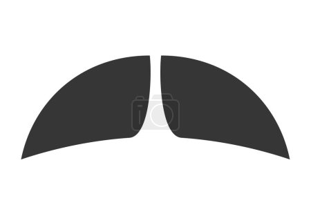 Walross Schnurrbart Black Vector Silhouette. Dicke, buschige Gesichtsbehaarung, die sich über die Mundränder hinaus erstreckt und den beeindruckenden Tusks eines Walrosses ähnelt und eine bemerkenswerte Präsenz ausstrahlt