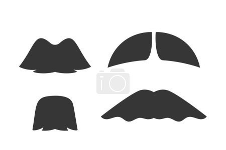 Illustration for Male Mustache Styles Black Vector Silhouettes Vary From The Classic And Refined Chevron To Walrus and Toothbrush Styles Enhance Facial Features, Reflecting Individuality And Grooming Preferences - Royalty Free Image