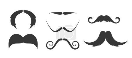 Téléchargez les illustrations : Types de silhouette de moustache offrent une gamme de styles, du crayon classique au robuste Fu Manchu, Suave English et l'iconique Dali, permettant aux individus d'exprimer leur personnalité et leur style uniques - en licence libre de droit