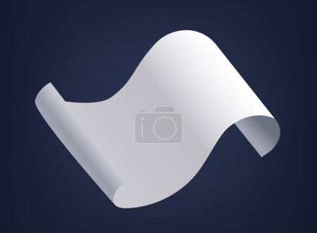 Photo for Falling White Paper Sheet Tumble Through The Air, its Edges Sharp And Corners Curved, A Lively Swirl In A Realistic 3d Vector Depiction Of Note, Letter, Report, Message or Document, Descending - Royalty Free Image