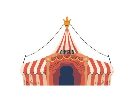 Illustration for Circus Tent, Vibrant Canvas Dome Adorned With Colorful Lights, Housing Thrilling Spectacles, Acrobats, And Clowns, Resonating With The Melodies Of Excitement And Wonder. Cartoon Vector Illustration - Royalty Free Image