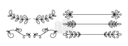 Photo for Decorative Text Dividers with Leaves and Flowers. Ornamental Vector Elements Used To Visually Separate Sections Of Text, Adding Aesthetic Appeal And Structure To Documents, Web Pages, Or Card Designs - Royalty Free Image