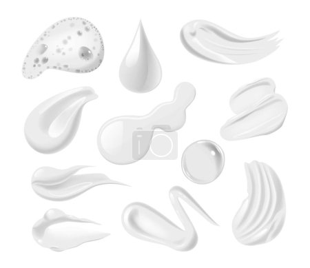 Photo for Cream Strokes 3d Vector White Cosmetic Product Smears Set. Isolated Brush Strokes with Smooth Realistic Texture, Samples For Beauty, Body, Or Skincare Products, Moisturizing And Smoothing The Skin - Royalty Free Image