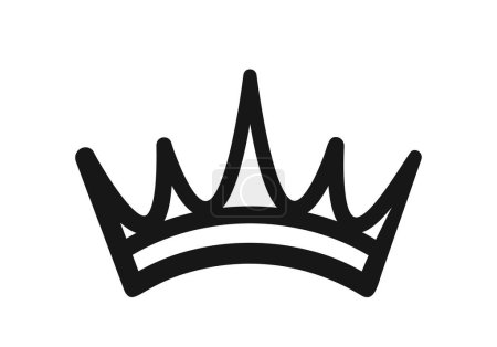 Photo for Doodle Crown, Delightful, Comical Hand-drawn Diadem, Tiara, Regal Headpiece. Monochrome Vector Element For Princesses, Princes, Queens, Or Kings. Playful Graffiti Icon Isolated On White Background - Royalty Free Image