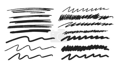Photo for Set Of Strikethrough Underlines. Brush Stroke Markers Vector Collection. Scribble Straight or Wavy Lines Conveying Concept Of Edits, Revisions Or Changes In A Document, Isolated On White Background - Royalty Free Image