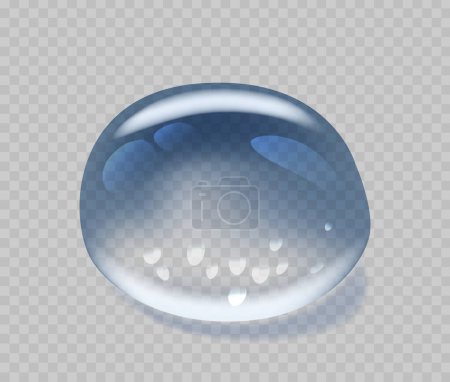 Illustration for Transparent Water Droplet, Dew Or Tear 3d Vector Graphic Element, Representing Isolated Aqua Bubble Or Droplet. Pristine, Shiny And Clean Condensation Or A Raindrop, Capturing Essence of Liquid - Royalty Free Image