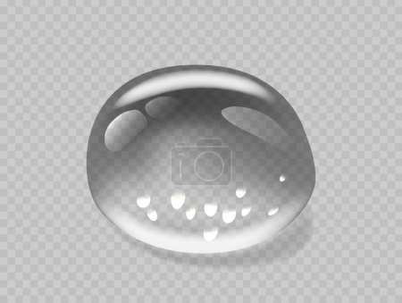 Illustration for Realistic Transparent Water Droplet, Dew, Or Tear, Depicted As An Isolated 3d Vector Graphic Design Element. Clean, Shiny Spherical Condensation Or Raindrop, Representing Purity And Clarity - Royalty Free Image
