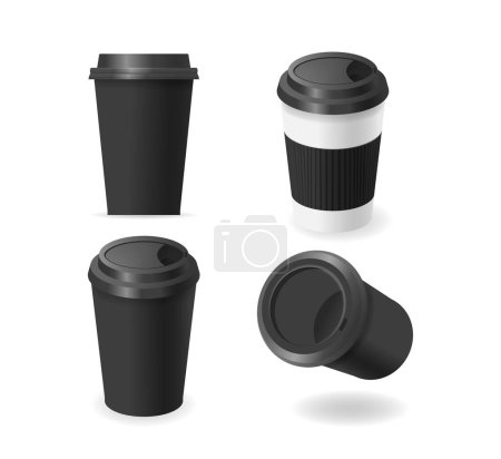 Illustration for Various Coffee Cup Mockups, Featuring Isolated Takeaway Coffee Mugs In Both Classic And Modern Styles With Lids. Packages for Modern On-the-go Lifestyle. Realistic 3d Vector Minimalistic Design - Royalty Free Image