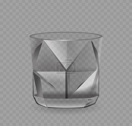Illustration for Clear, Cylindrical Drinking Glass with Crystal Surface, Made Of Durable, Transparent Glass With A Smooth Rim And A Solid, Sturdy Base For Stability. Cup for Water, Alcohol or Refreshing Beverages - Royalty Free Image