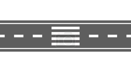 Illustration for Top View Detailed Road With Visible Lane Markings, Crosswalk And Side Extensions, Symbolizing Urban Infrastructure And Organized City Planning. Isolated Graphic Illustration on White Background - Royalty Free Image