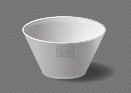 Realistic 3d Vector White Ceramic Deep Bowl or Plastic Dish Isolated On Transparent Background, Ideal For Illustrating Various Culinary And Serving Concepts That Focus On Dining, Cooking Or Homeware