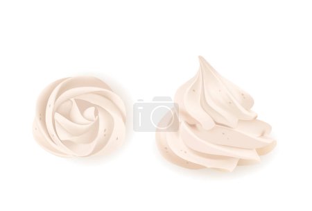 Two Inviting Swirls Of Whipped Cream For Culinary And Patisserie Designs. Isolated Realistic 3d Vector Illustration Depicts Soft Texture And Appetizing Appearance, Perfect For Dessert-related Graphics