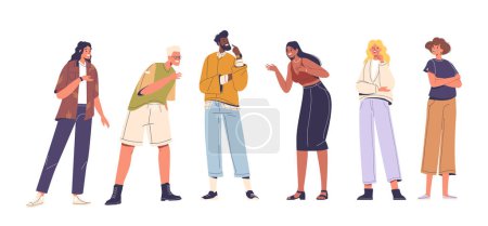 Diverse Group Of Six Friends Engaged In Lively Discussions Capturing The Essence Of Modern Relationships And Social Interaction. People Characters Showcasing Cultural Diversity And Personal Expression