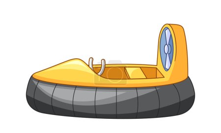 Ilustración de Aerodeslizador inflable amarillo y negro para deportes acuáticos y aventuras. Vehículo moderno, innovador, recreativo, aislado sobre fondo blanco. Ilustración de vectores de dibujos animados - Imagen libre de derechos