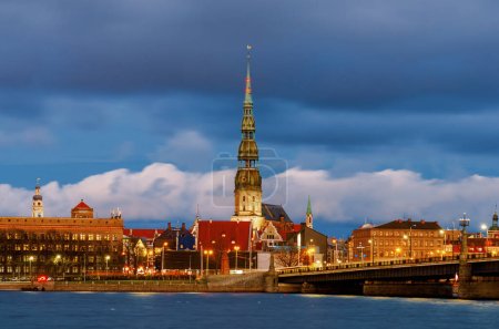 Photo for Sunset view of Old Riga across the Daugava river - Royalty Free Image